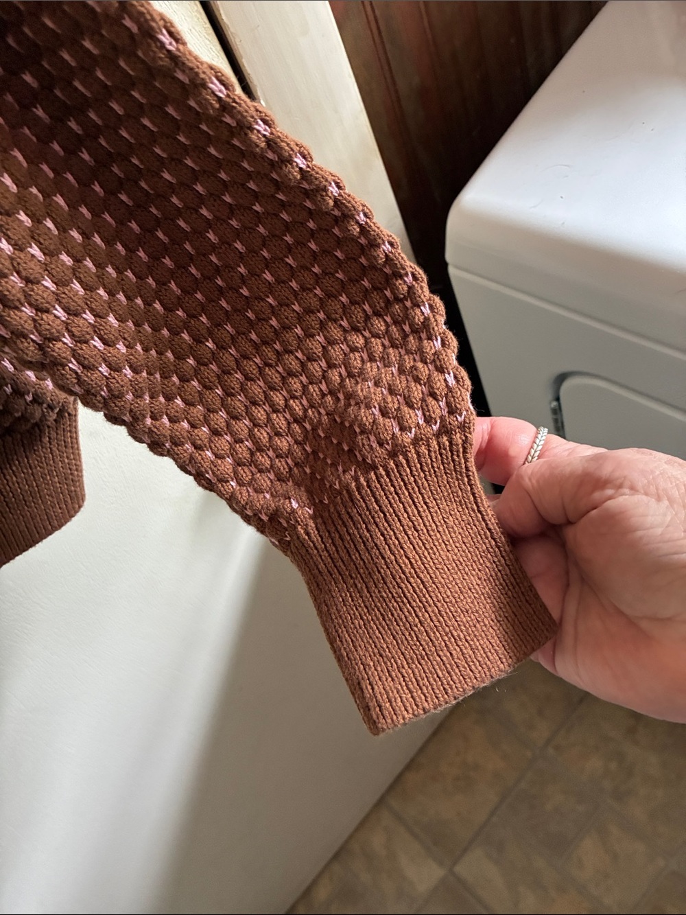 Levi's Brown and Cream V-Neck Knit Cardigan - Picture 3 of 5
